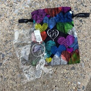Brighton Multicolor Heart Drawstring Pouch with Silver Flip-Flop Charm